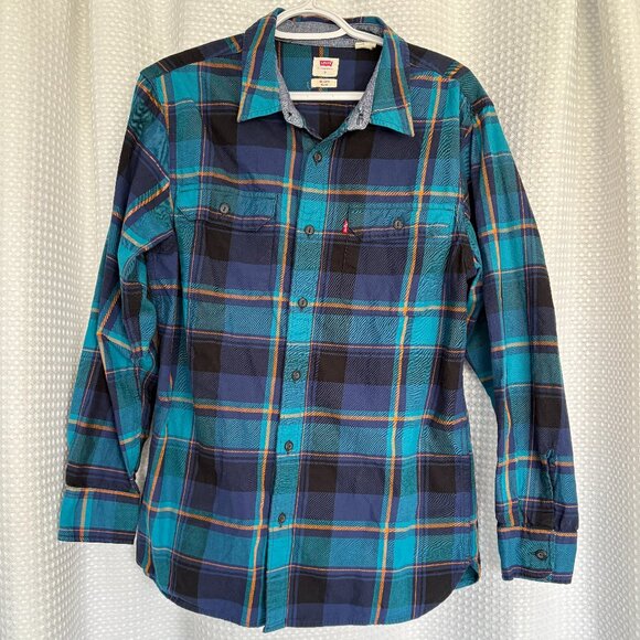 LEVI’S Men’s Worker Relaxed-Fit Plaid Button-Down Shirt - Picture 1 of 5